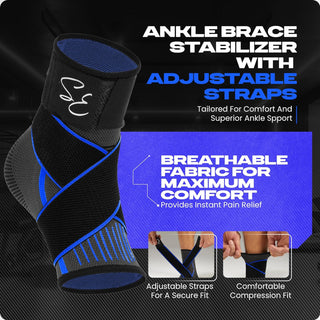 Special Essentials 1 Pair Ankle Brace with Ankle Strap for Men & Women Ankle/Foot Compression Sleeve Wrap