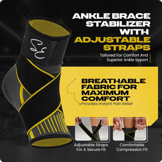 Special Essentials 1 Pair Ankle Brace with Ankle Strap for Men & Women Ankle/Foot Compression Sleeve Wrap