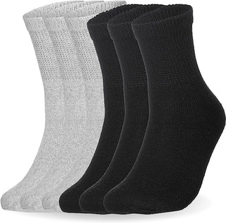 Special Essentials 6 Pairs Cotton Diabetic Ankle Socks - Non-Binding With Extra Wide Top For Men and Women…