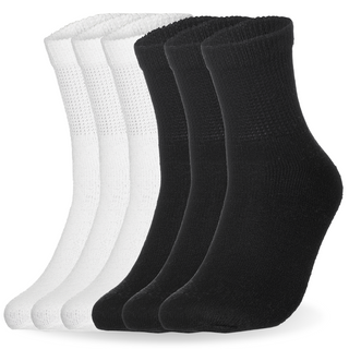 Special Essentials 6 Pairs Cotton Diabetic Ankle Socks - Non-Binding With Extra Wide Top For Men and Women…