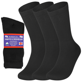 Special Essentials 3 Pairs Cotton Diabetic Crew Socks - Non-Binding Wide Top Comfort & Support for Men & Women