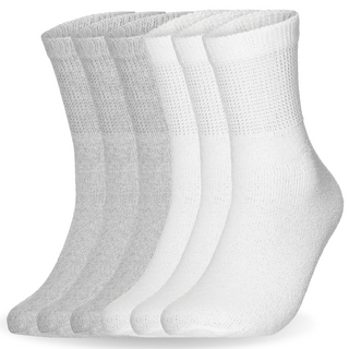 Special Essentials 6 Pairs Cotton Diabetic Ankle Socks - Non-Binding With Extra Wide Top For Men and Women…