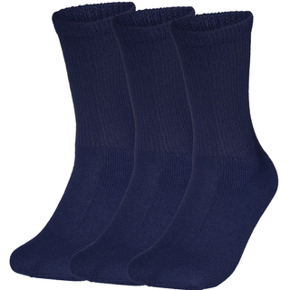 Special Essentials 3 Pairs Cotton Diabetic Crew Socks - Non-Binding Wide Top Comfort & Support for Men & Women