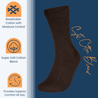 Special Essentials 3 Pairs Cotton Diabetic Crew Socks - Non-Binding Wide Top Comfort & Support for Men & Women