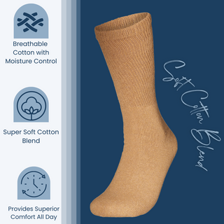 Special Essentials 3 Pairs Cotton Diabetic Crew Socks - Non-Binding Wide Top Comfort & Support for Men & Women