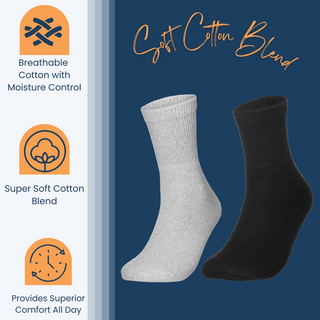 Special Essentials 6 Pairs Cotton Diabetic Ankle Socks - Non-Binding With Extra Wide Top For Men and Women…