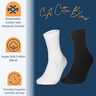 Special Essentials 6 Pairs Cotton Diabetic Ankle Socks - Non-Binding With Extra Wide Top For Men and Women…