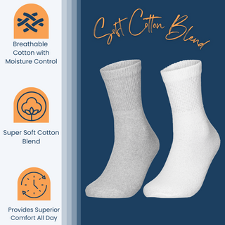 Special Essentials 6 Pairs Cotton Diabetic Ankle Socks - Non-Binding With Extra Wide Top For Men and Women…