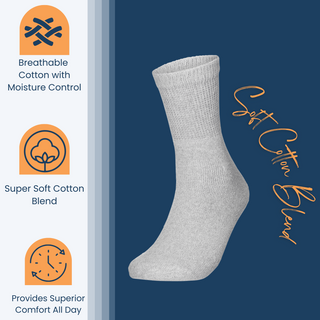 Special Essentials 12 Pairs Cotton Diabetic Ankle Socks - Non-Binding With Extra Wide Top For Men and Women