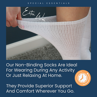 Special Essentials 3 Pairs Cotton Diabetic Crew Socks - Non-Binding Wide Top Comfort & Support for Men & Women