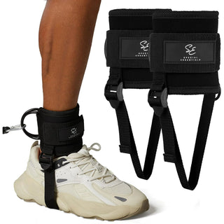 Special Essentials Ankle Cuffs with Adjustable Foot Strap for Cable Machine & Resistance Bands