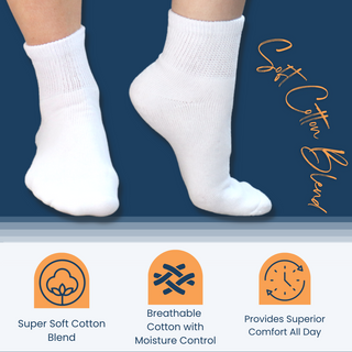 Special Essentials 6 Pairs Non-Binding Diabetic & Circulator Ankle Socks For Men & Women - Soft Moisture-Wicking Cotton